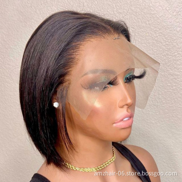 Straight Bob Wigs Human Hair Hd Full Lace Front Wig Cheap Peruvian Natural Virgin Human Hair Transparent Lace Frontal Wig Vendor